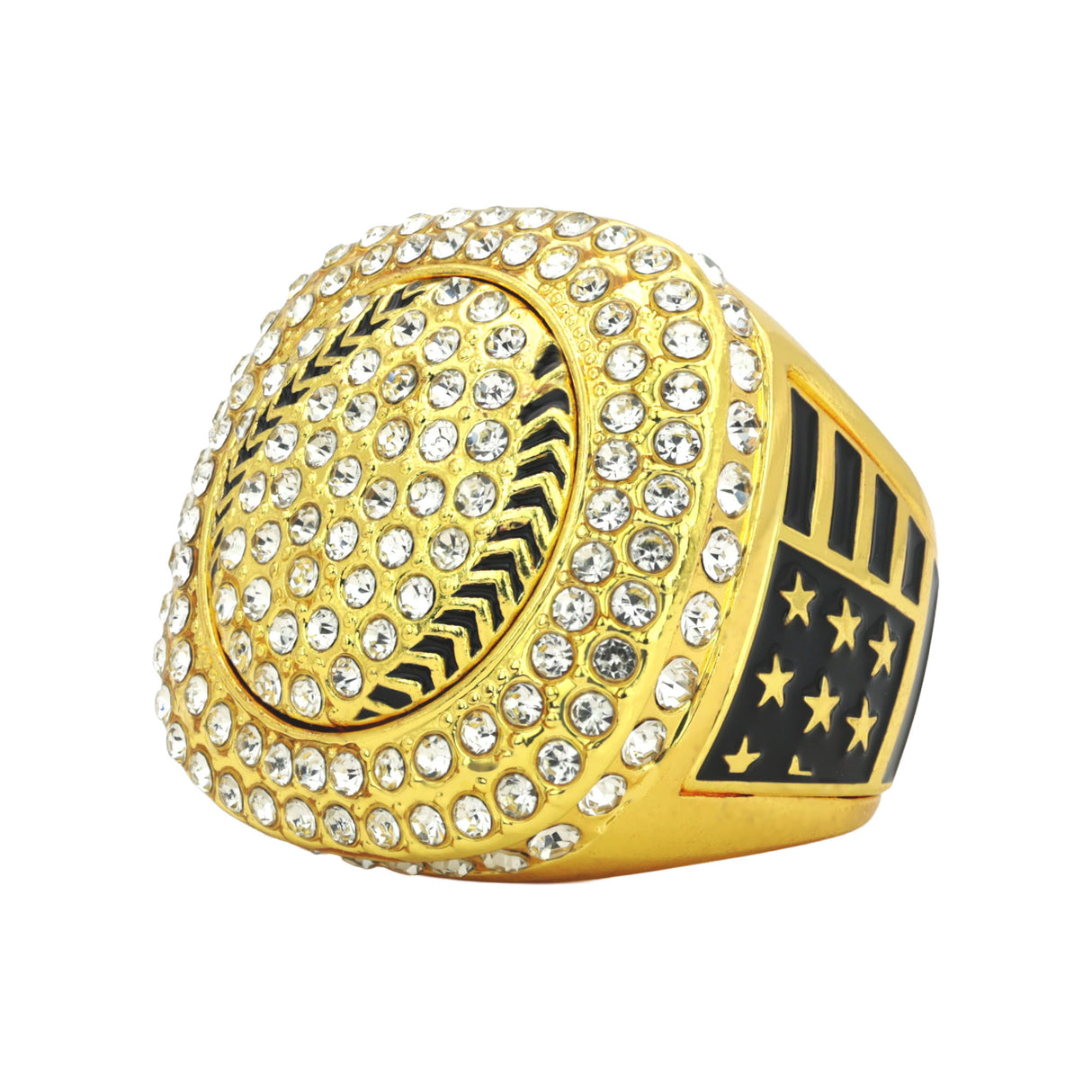 GEN25A Gold&Black All Stones Ring