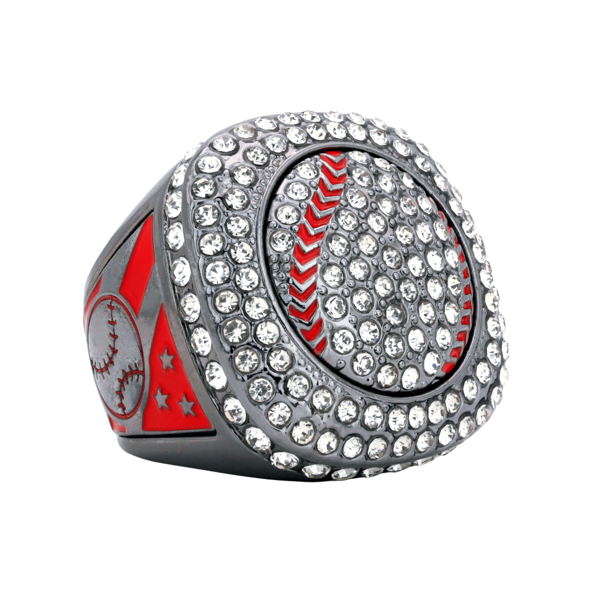 GEN25A Gunmetal&Red All Stones Ring