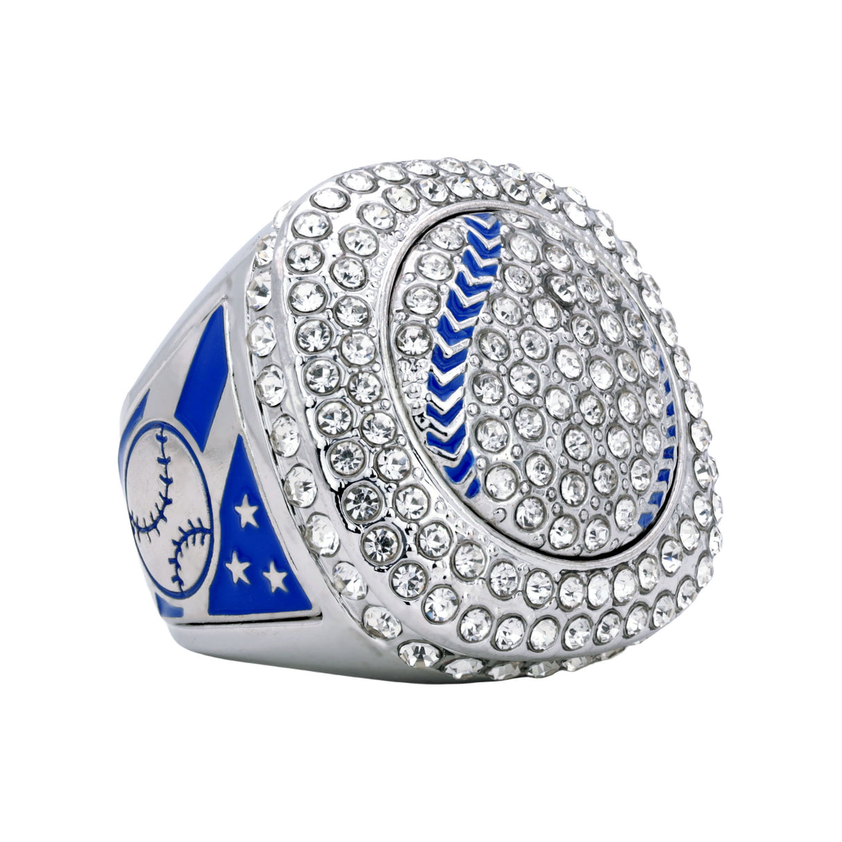 GEN25A Silver&Navy All Stones Ring