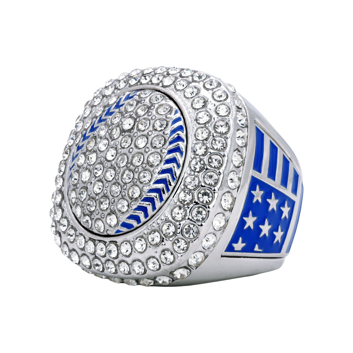 GEN25A Silver&Navy All Stones Ring