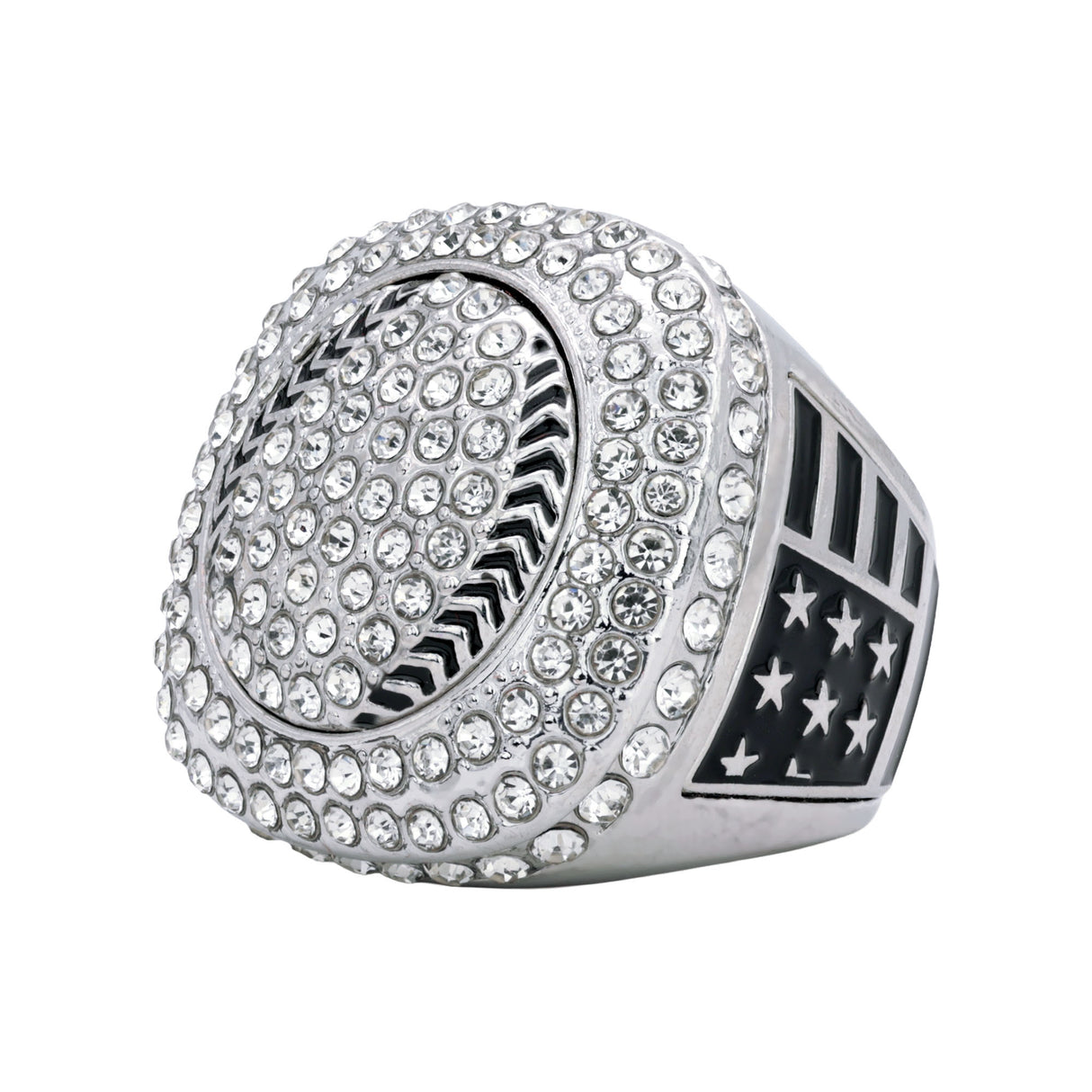 GEN25A Silver&Black All Stones Ring