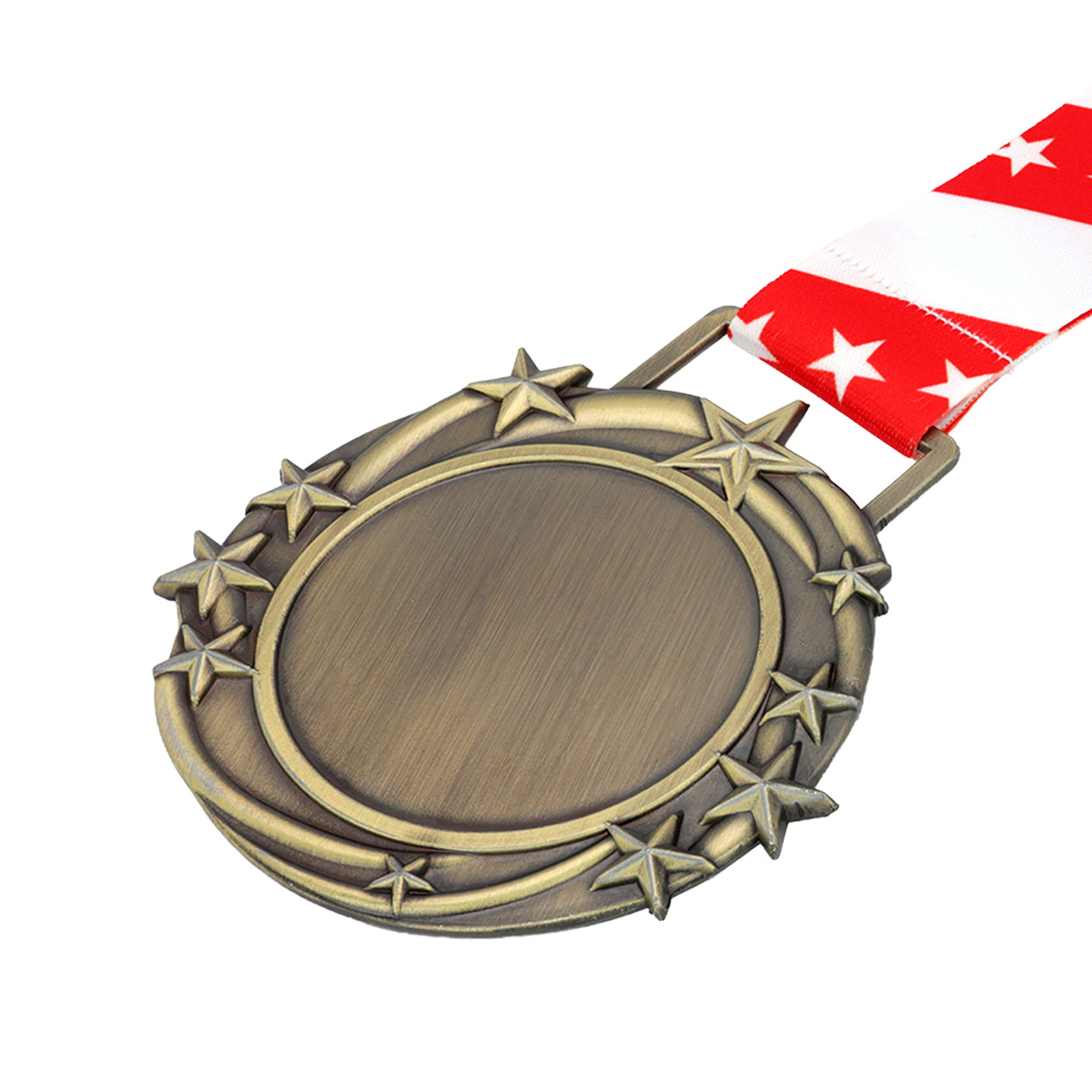 Med26 3.25" Blank Star Medal Antique Bronze&Red/White/Blue