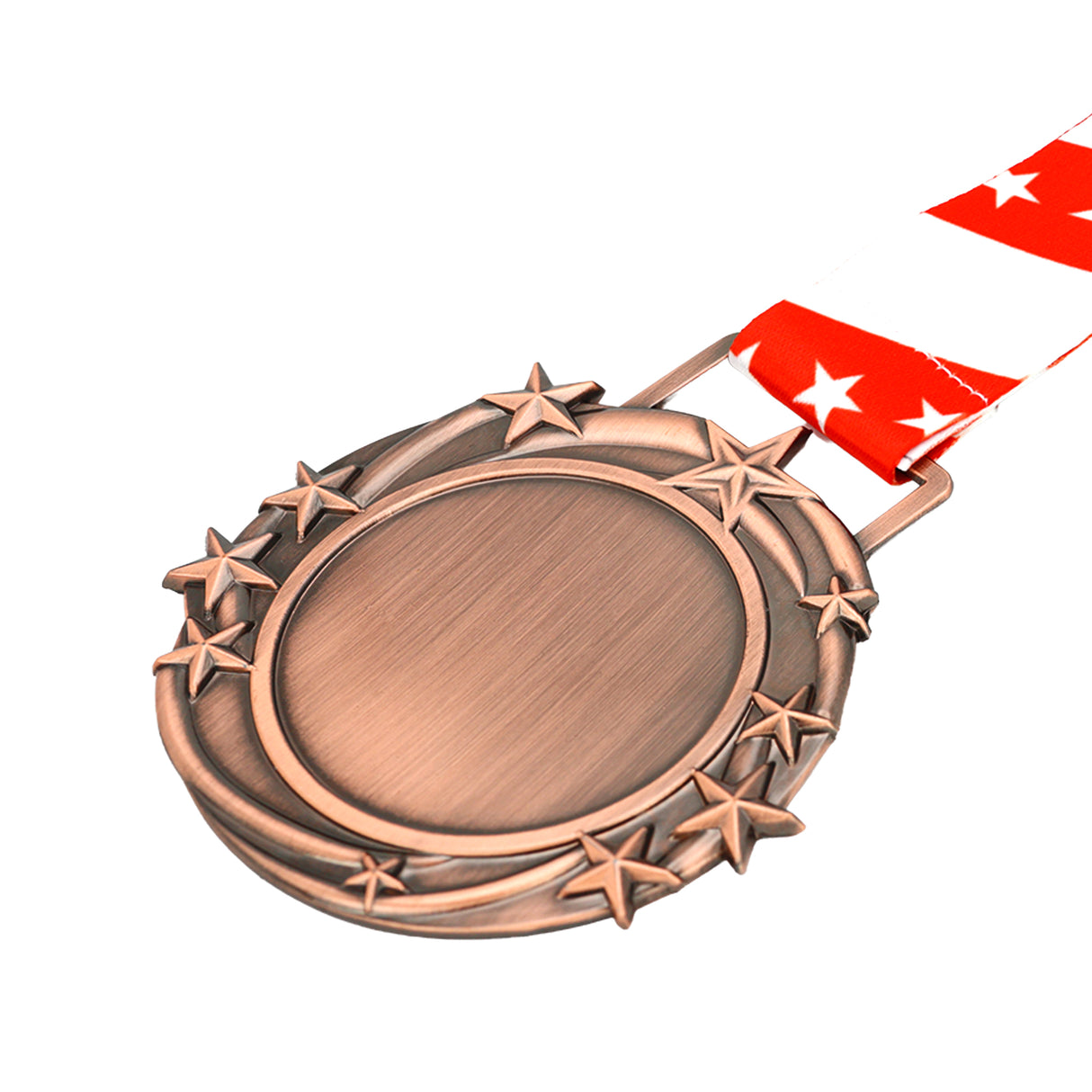 Med26 3.25" Blank Star Medal Antique Copper&Red/White/Blue
