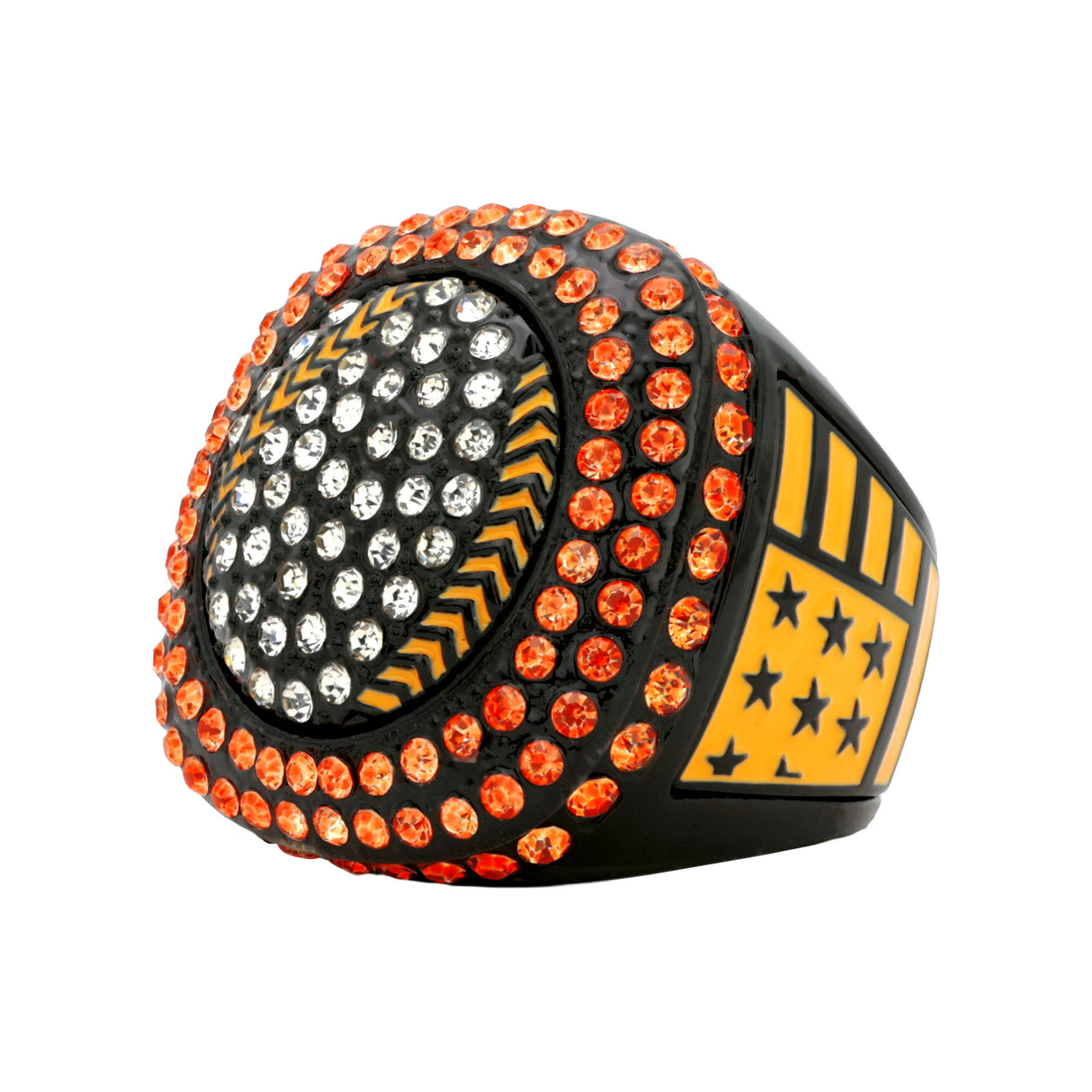 GEN25A Orange&Black All Stones Ring