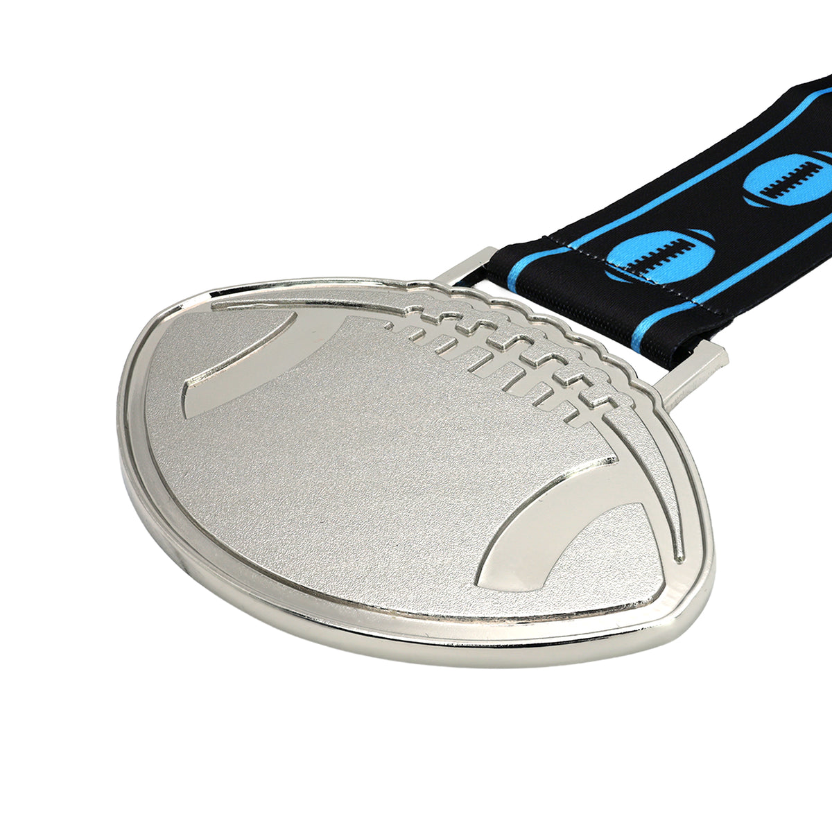 MED27 4'' Silver/Black&Blue Football Medal