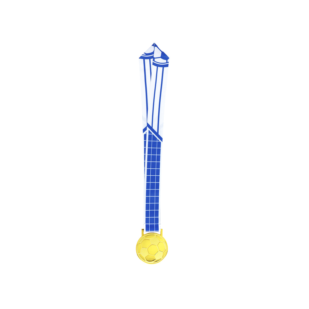 MED27 3'' Gold/Blue&White Soccer Medal