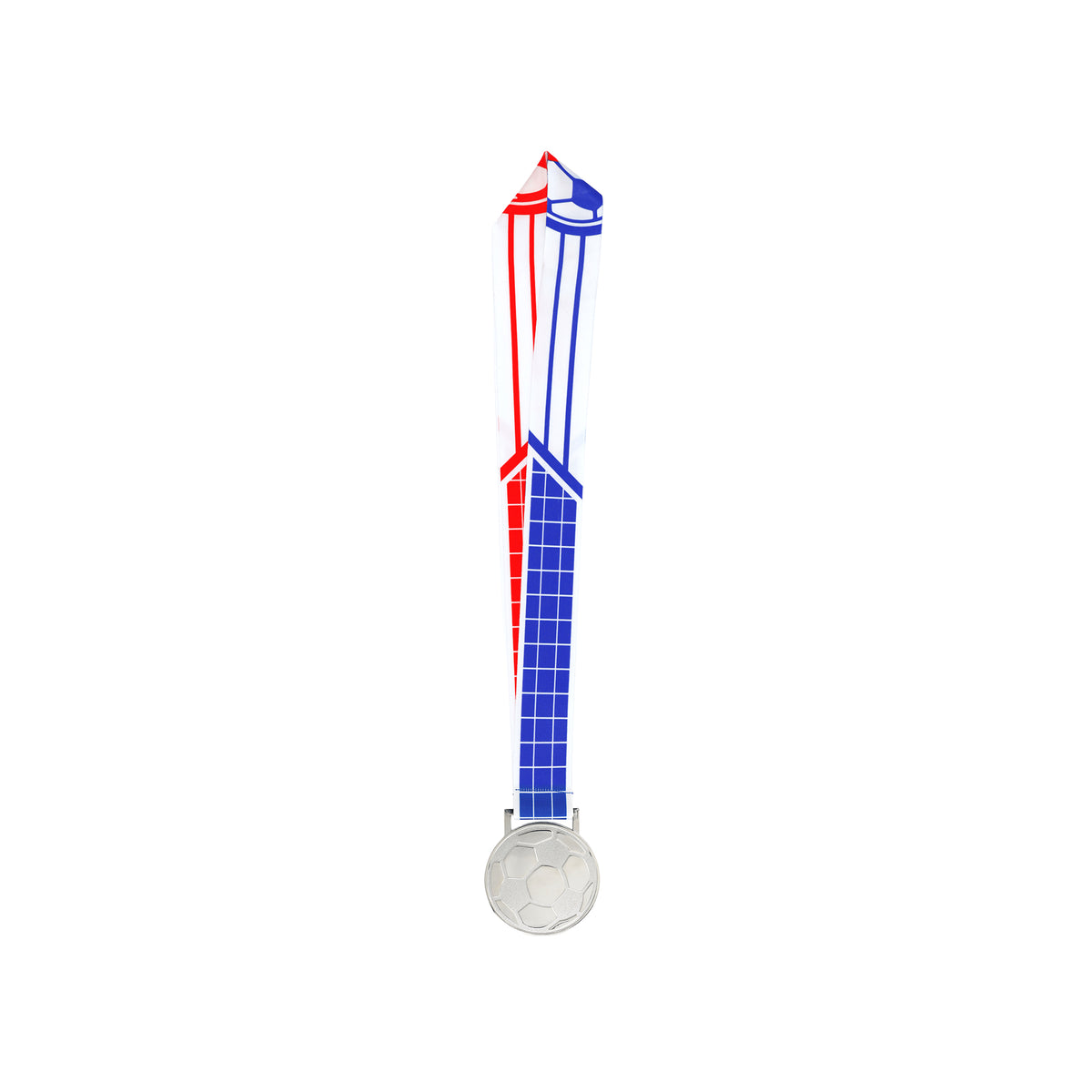 MED27 3'' Silver/Red&Blue Soccer Medal