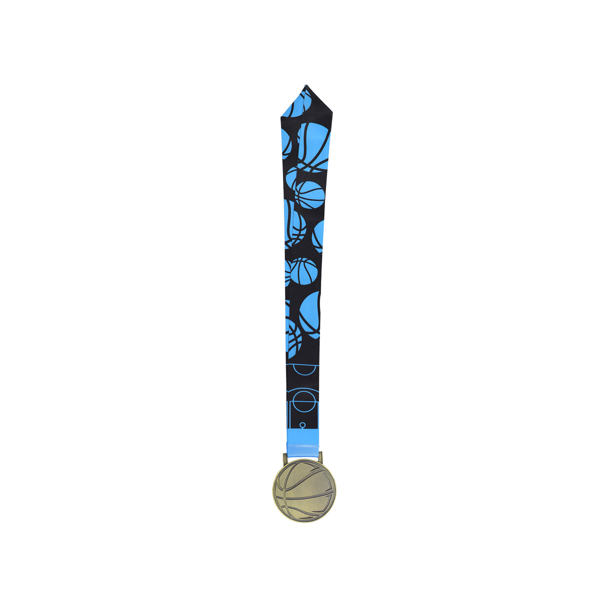 MED27 Basketball Medal - Antique Bronze&Blue