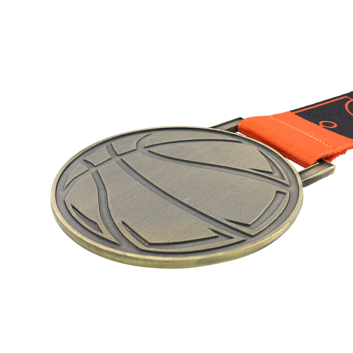 MED27 Basketball Medal - Antique Bronze&Orange