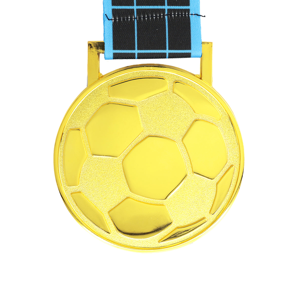MED27 3'' Gold/Black&Blue Soccer Medal
