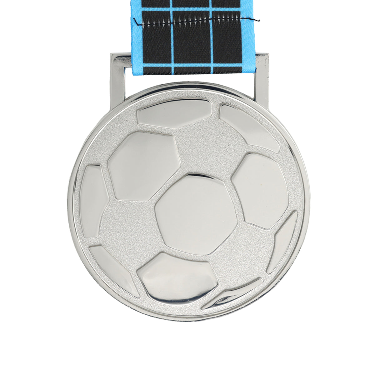MED27 3'' Silver/Black&Blue Soccer Medal