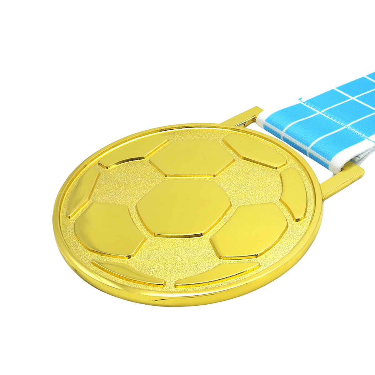 MED27 3'' Gold/Carolina&White Soccer Medal