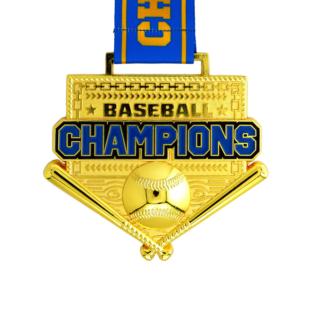MED26 4'' Baseball Gold&Blue Champions Medal