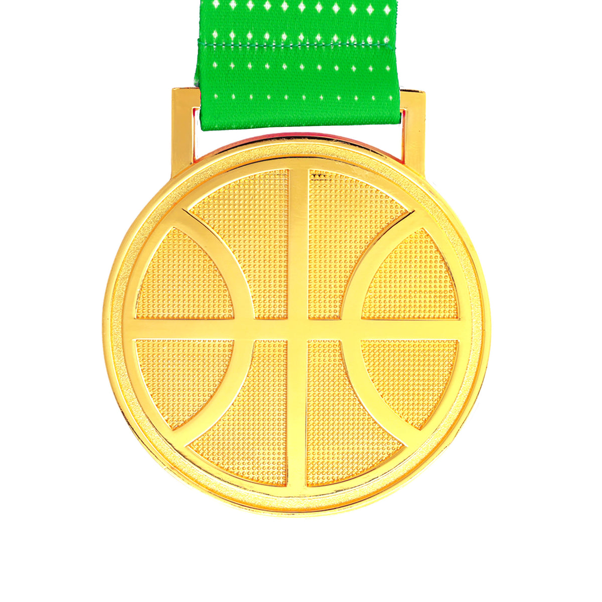 MED27 3'' Gold/Green&White Basketball Medal