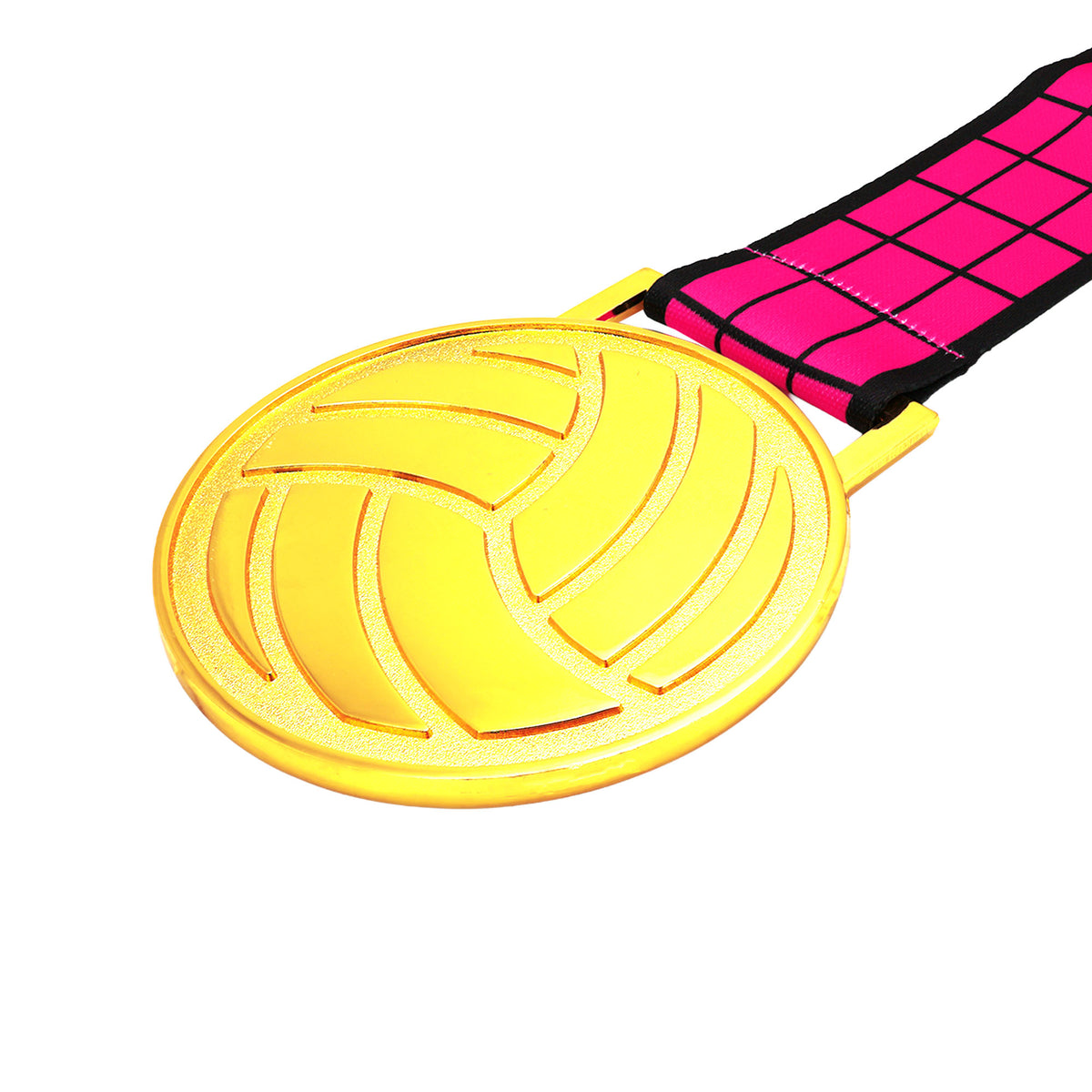 MED27 3'' Gold/Pink&Black Volleyball Medal