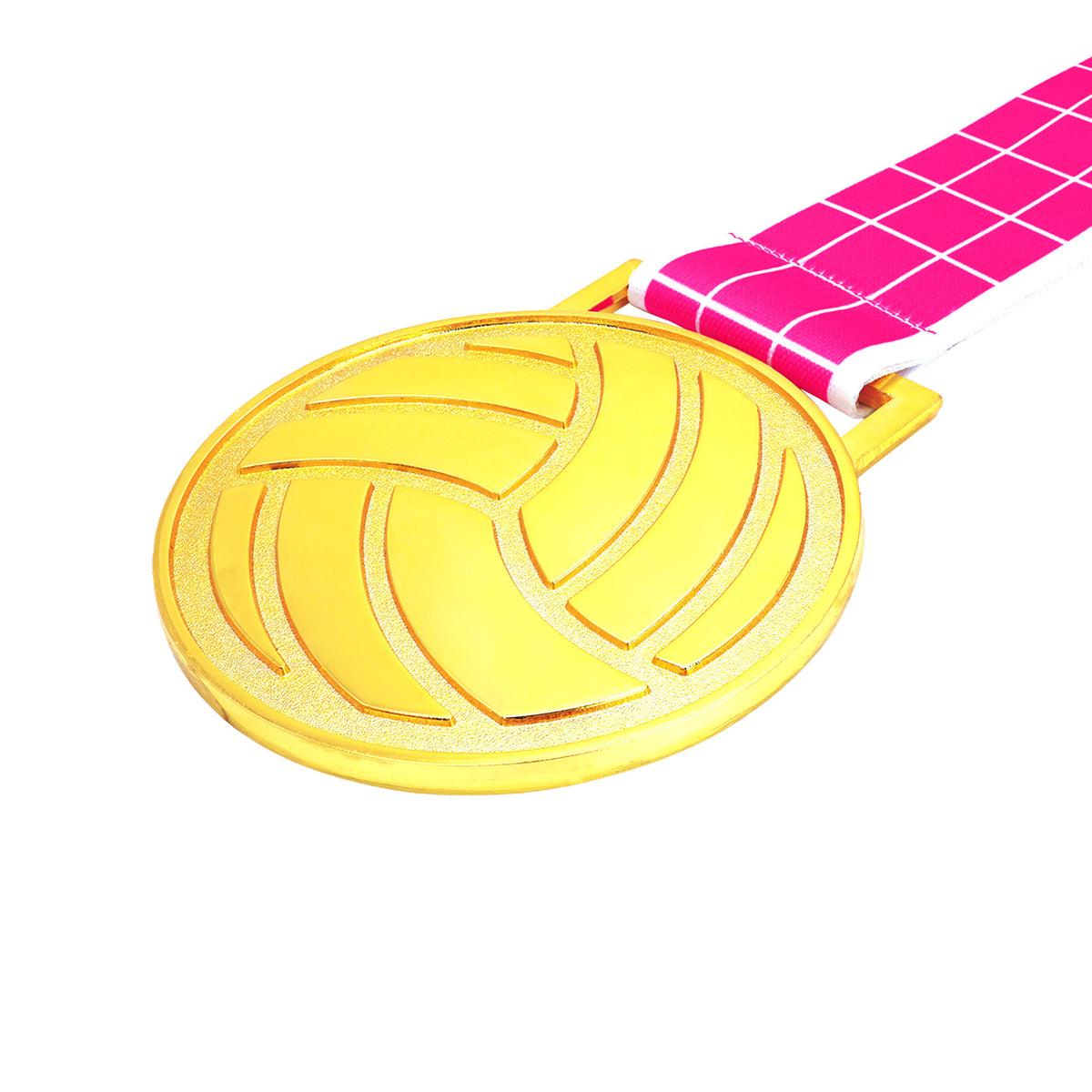 MED27 3'' Gold/Pink&White Volleyball Medal