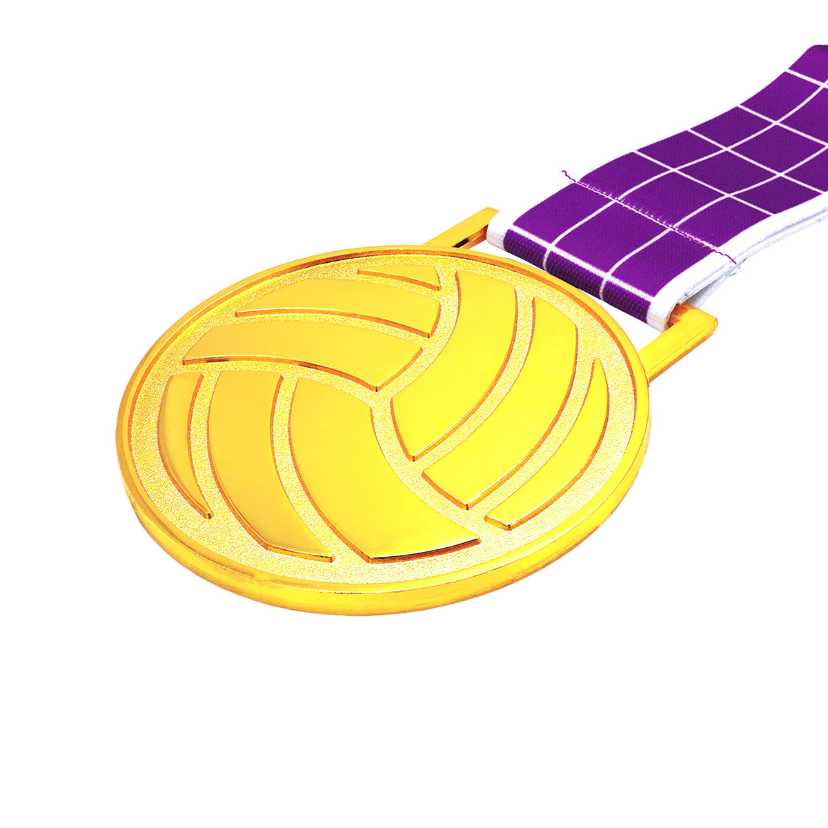 MED27 3'' Gold/Purple&White Volleyball Medal