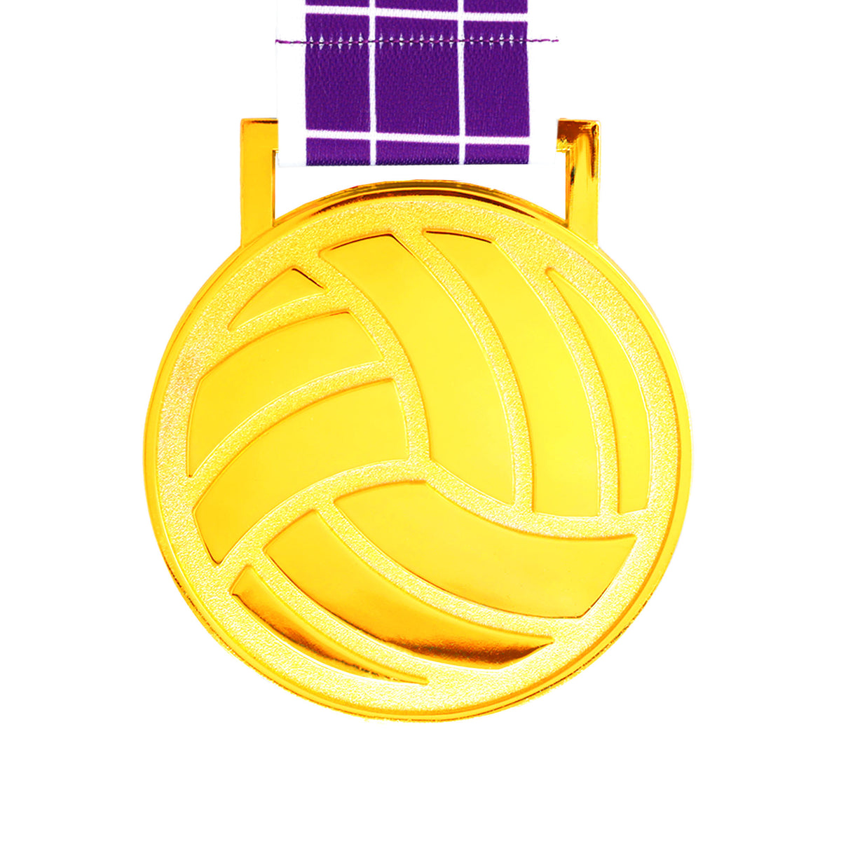MED27 3'' Gold/Purple&White Volleyball Medal