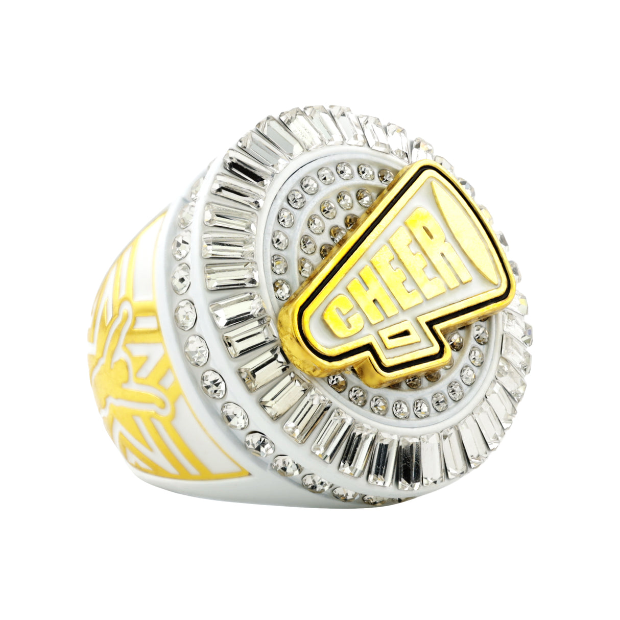Cheer26 White&Gold All Stones Ring