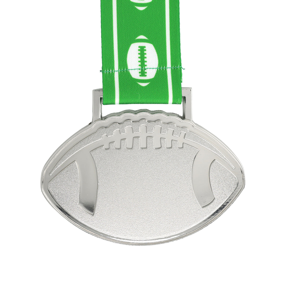MED27 4'' Silver/Green&White Football Medal