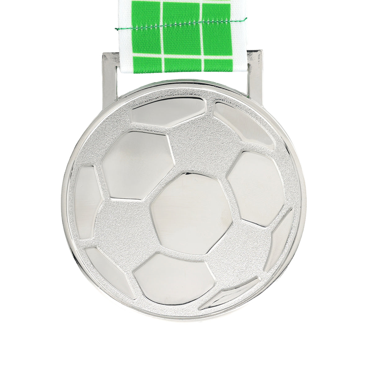 MED27 3'' Silver/Green&White Soccer Medal
