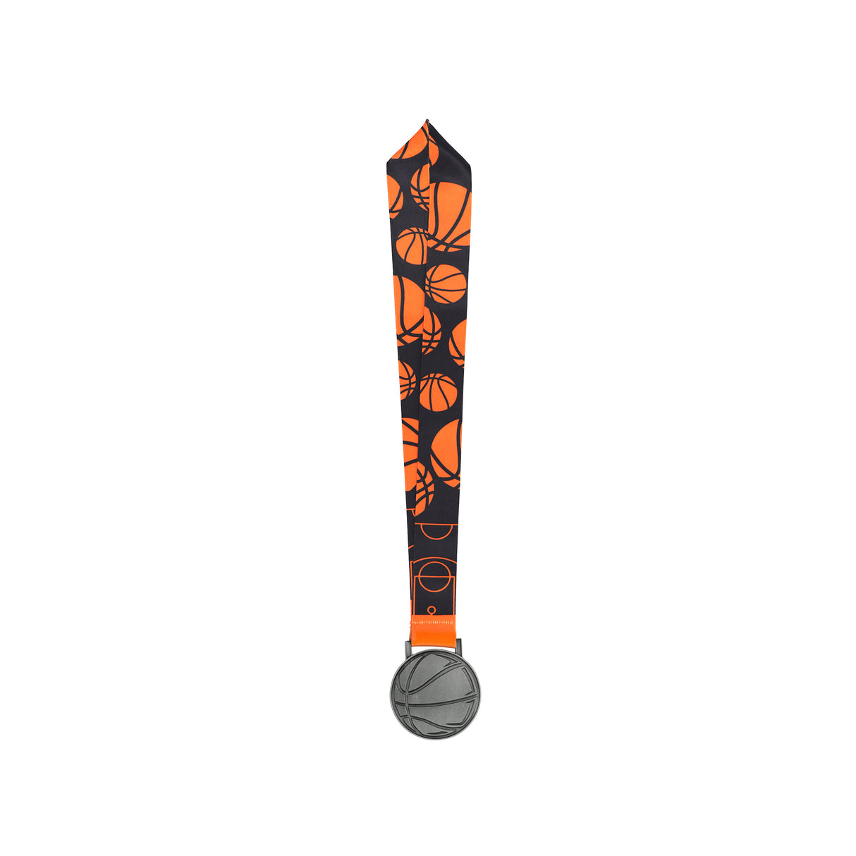 MED27 Basketball Medal - Antique Gunmetal&Orange