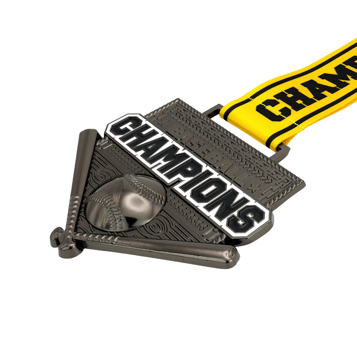 MED26 4'' Baseball Gunmetal&Yellow Champions Medal