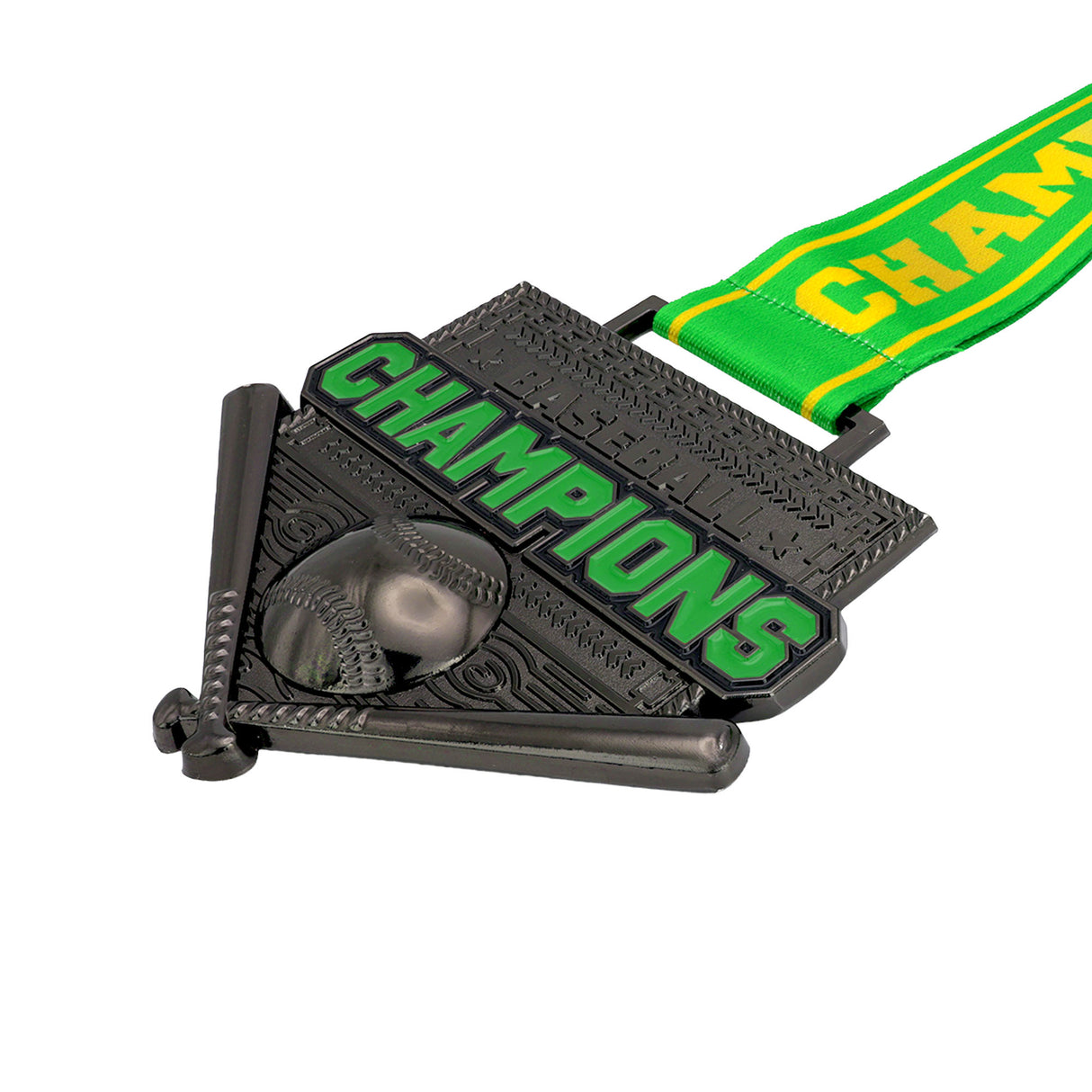 MED26 4'' Baseball Gunmetal&Green Champions Medal