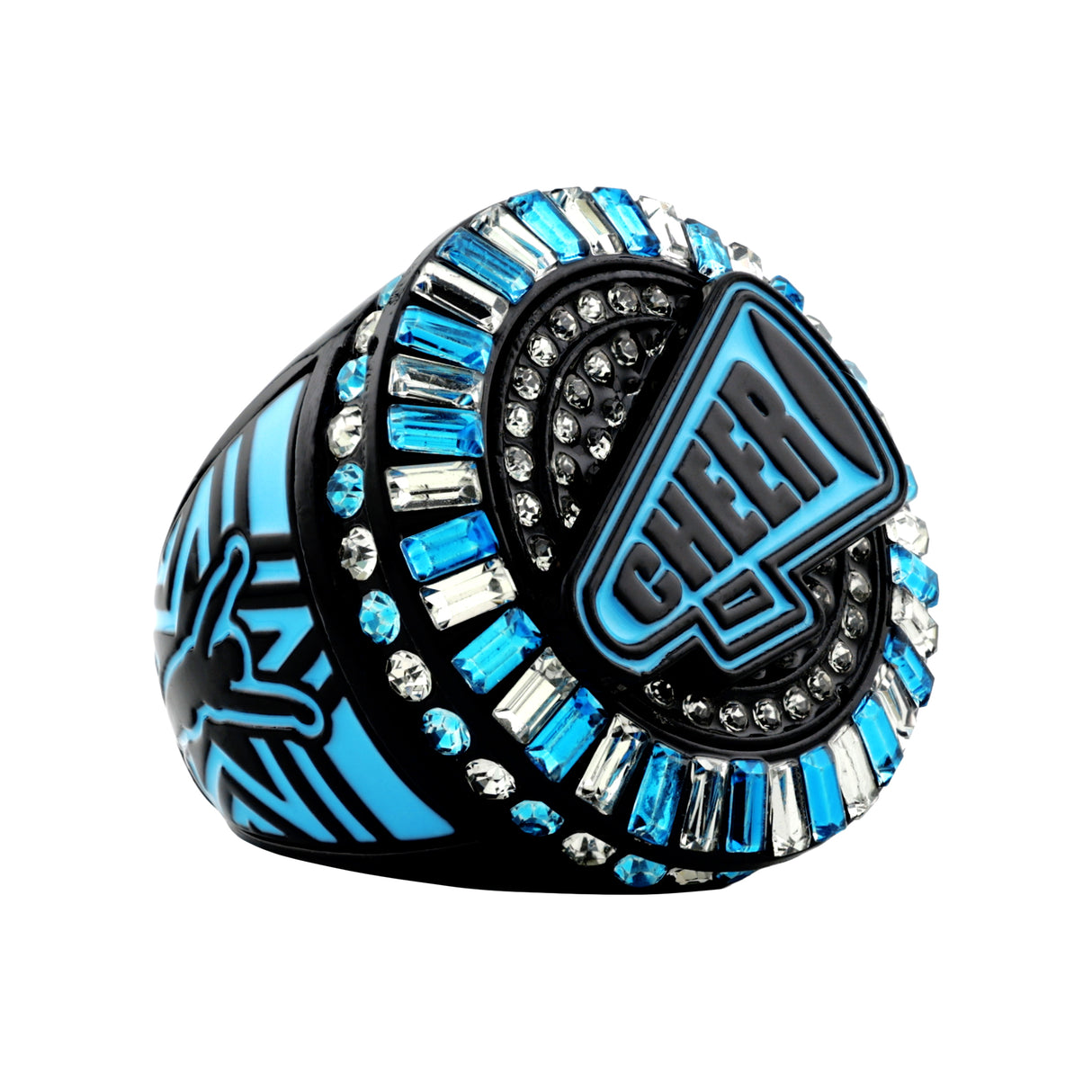 Cheer26 Black&Blue All Stones Ring