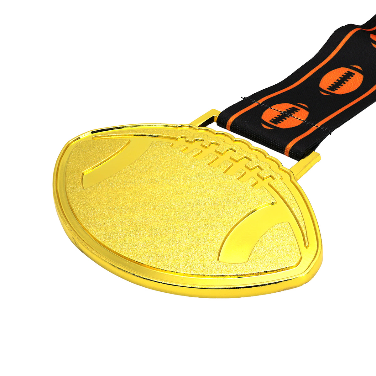 MED27 4'' Gold/Black&Orange Football Medal