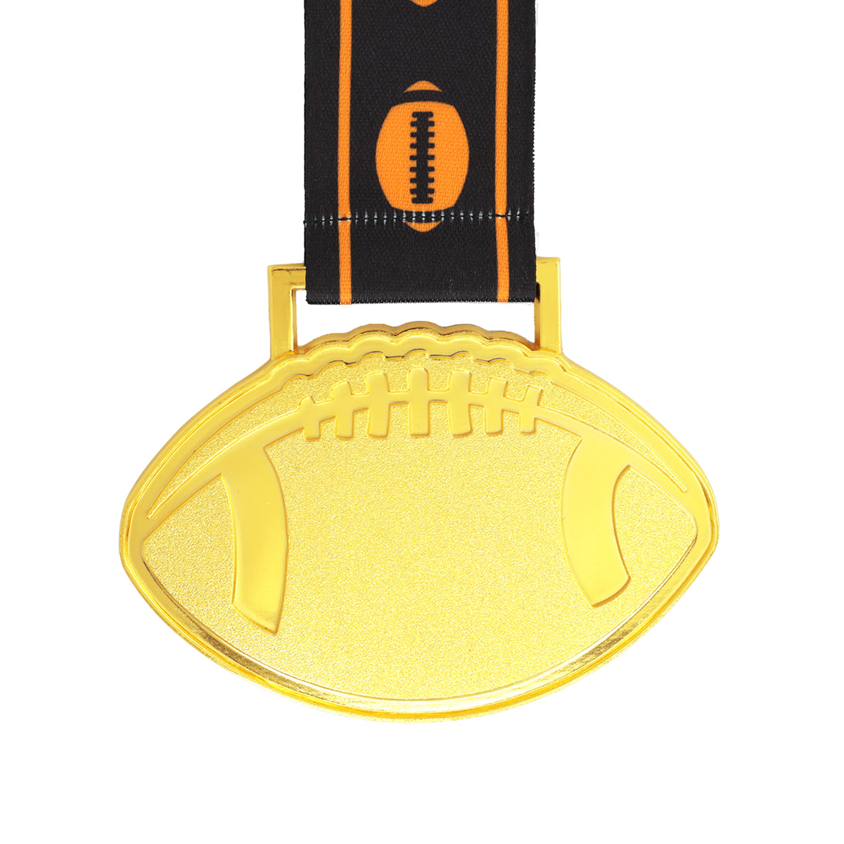 MED27 4'' Gold/Black&Orange Football Medal