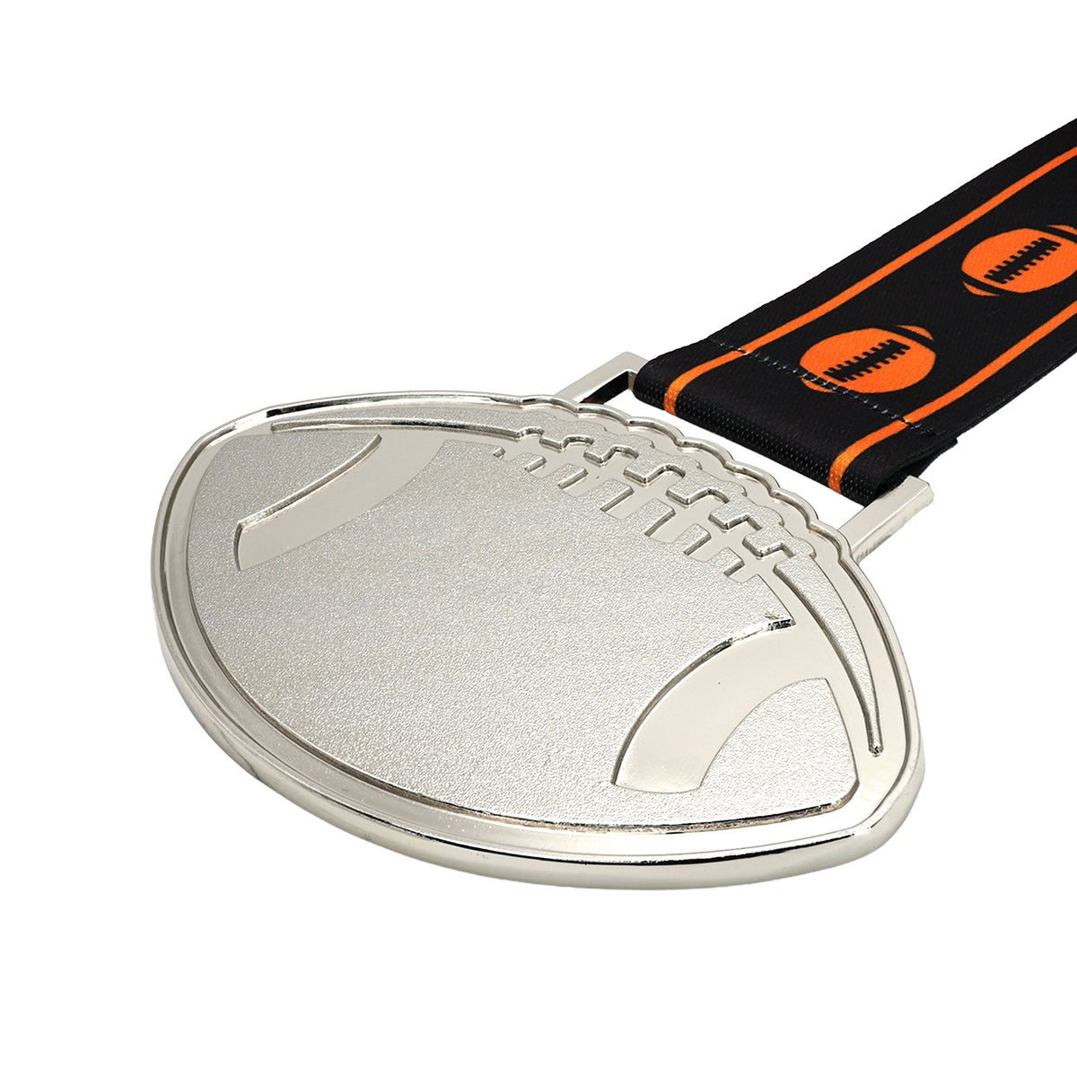 MED27 4'' Silver/Black&Orange Football Medal