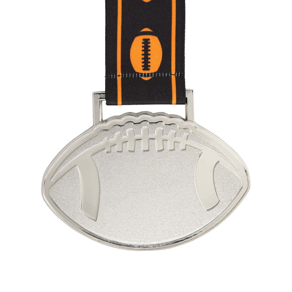 MED27 4'' Silver/Black&Orange Football Medal