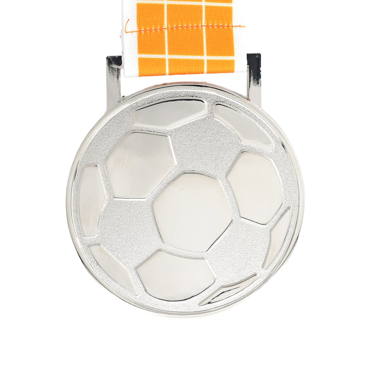 MED27 3'' Silver/Orange&White Soccer Medal