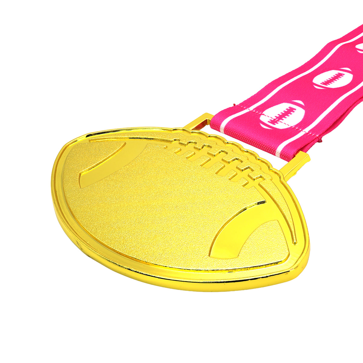 MED27 4'' Gold/Pink&White Football Medal