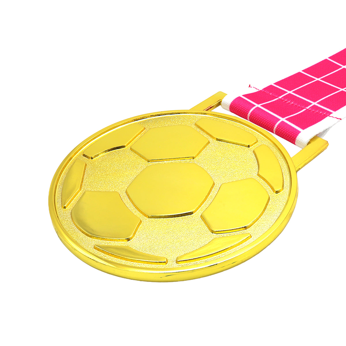MED27 3'' Gold/Pink&White Soccer Medal