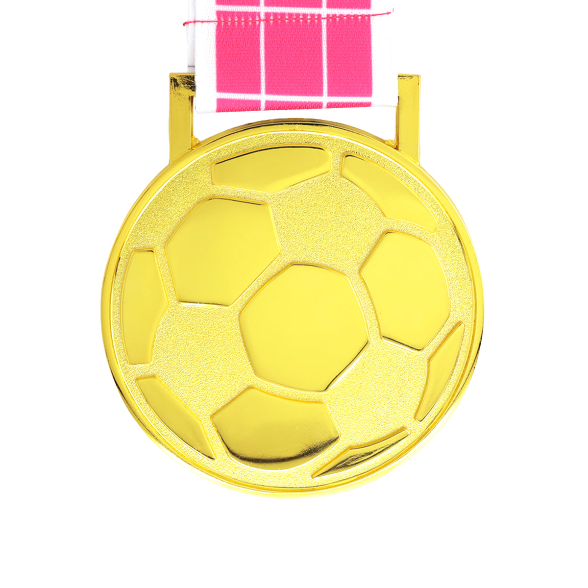 MED27 3'' Gold/Pink&White Soccer Medal