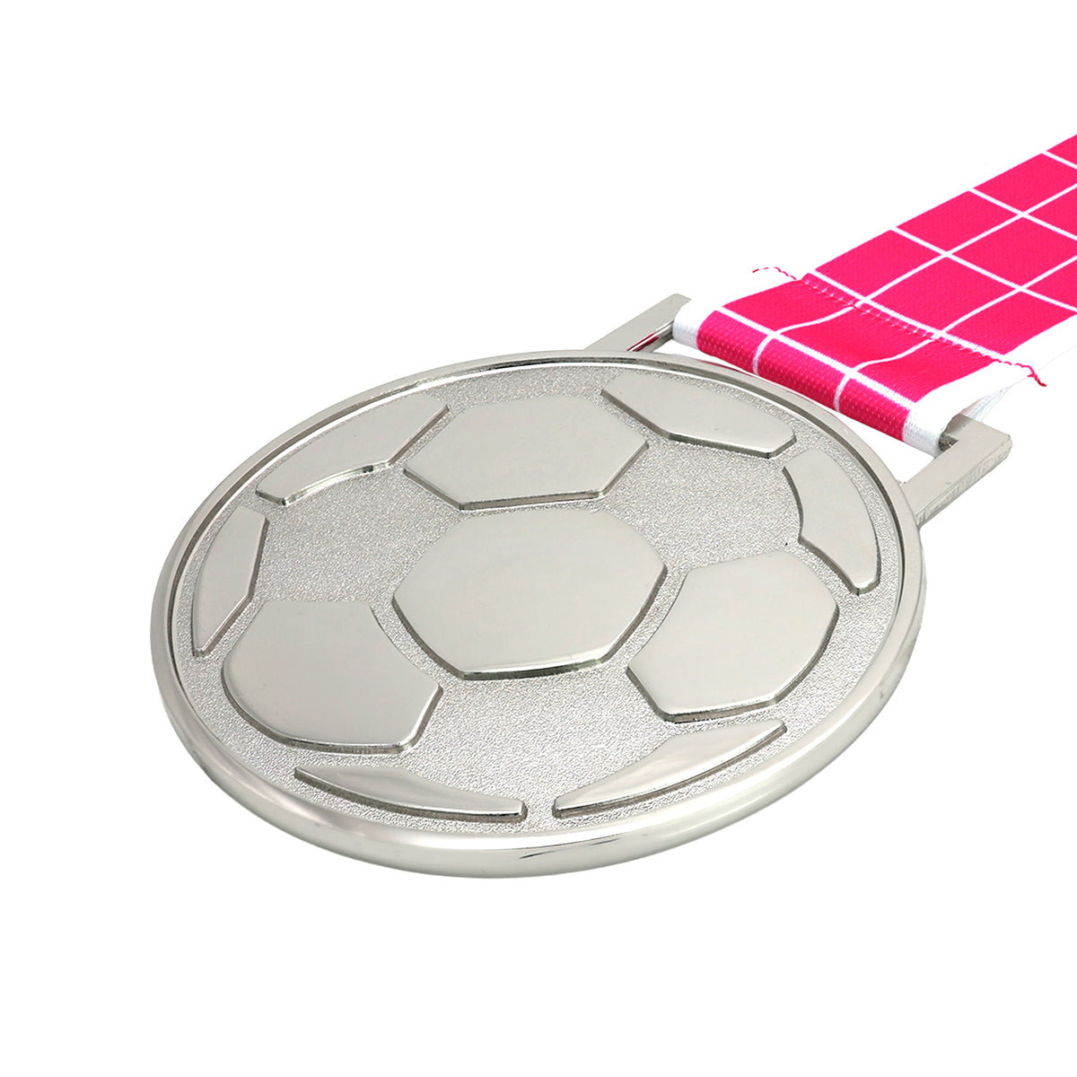 MED27 3'' Silver/Pink&White Soccer Medal