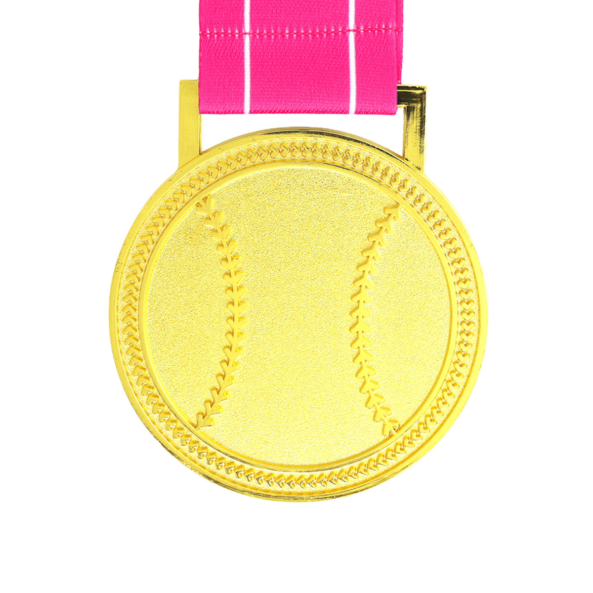 MED27 3'' Gold/Pink&White Baseball Medal