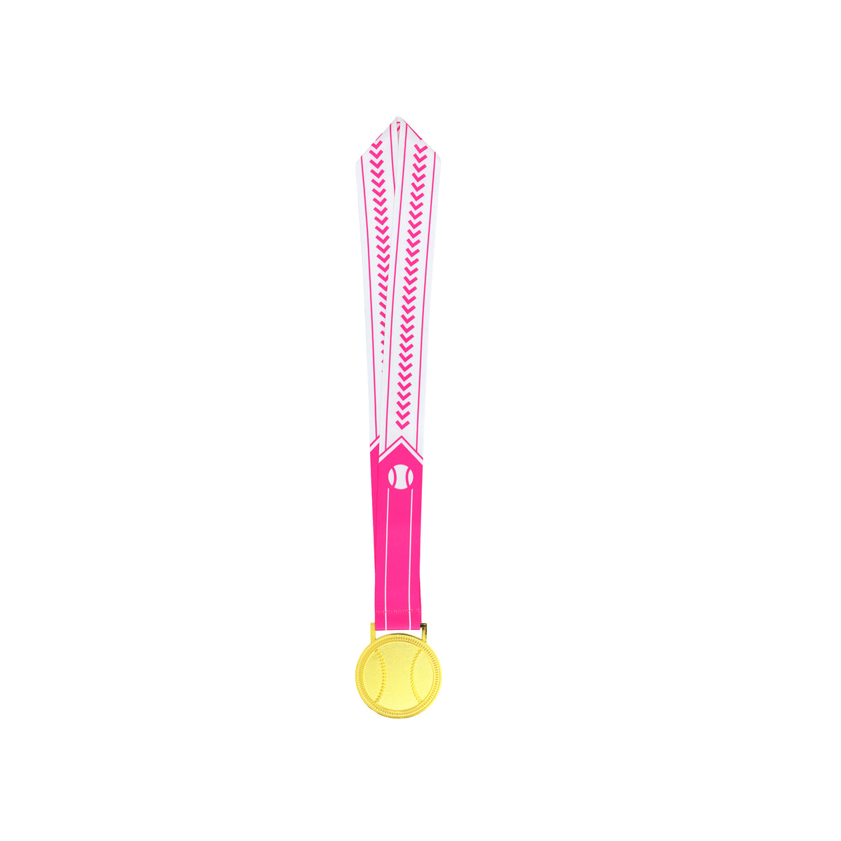MED27 3'' Gold/Pink&White Baseball Medal