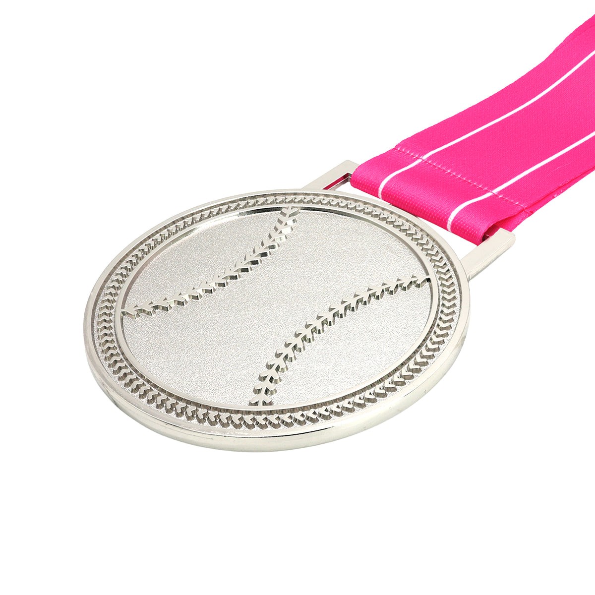 MED27 3'' Silver/Pink&White Baseball Medal