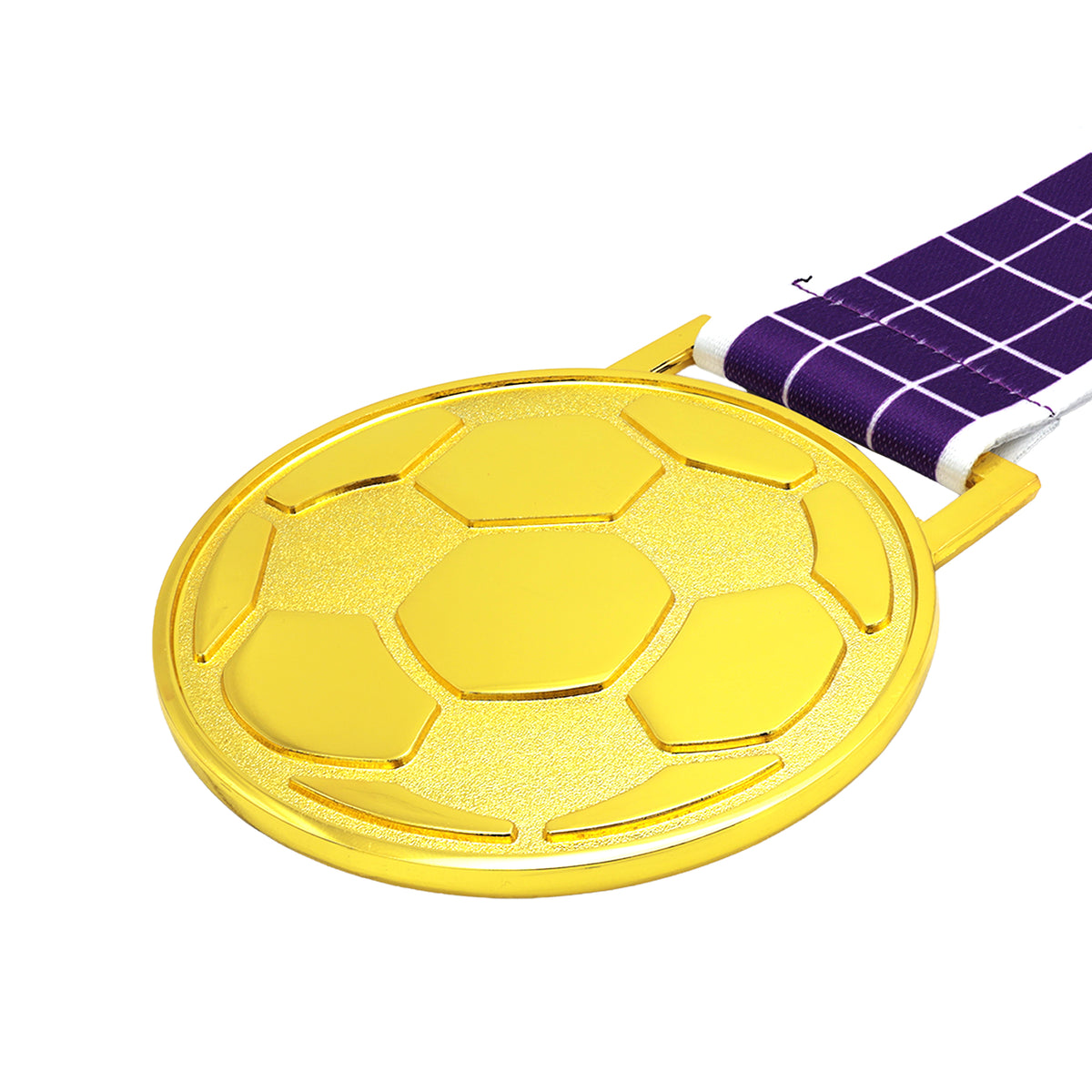 MED27 3'' Gold/Purple&White Soccer Medal