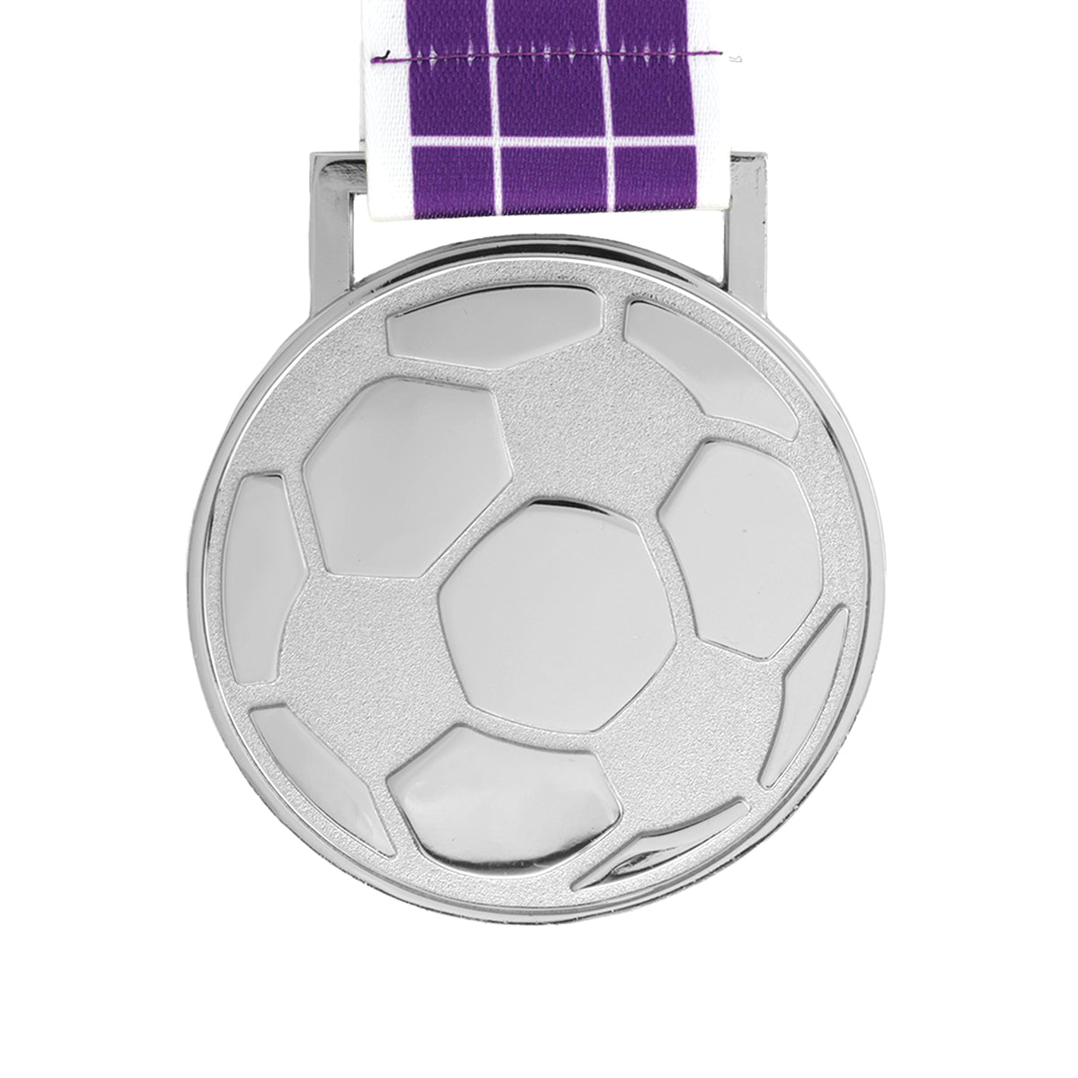 MED27 3'' Silver/Purple&White Soccer Medal