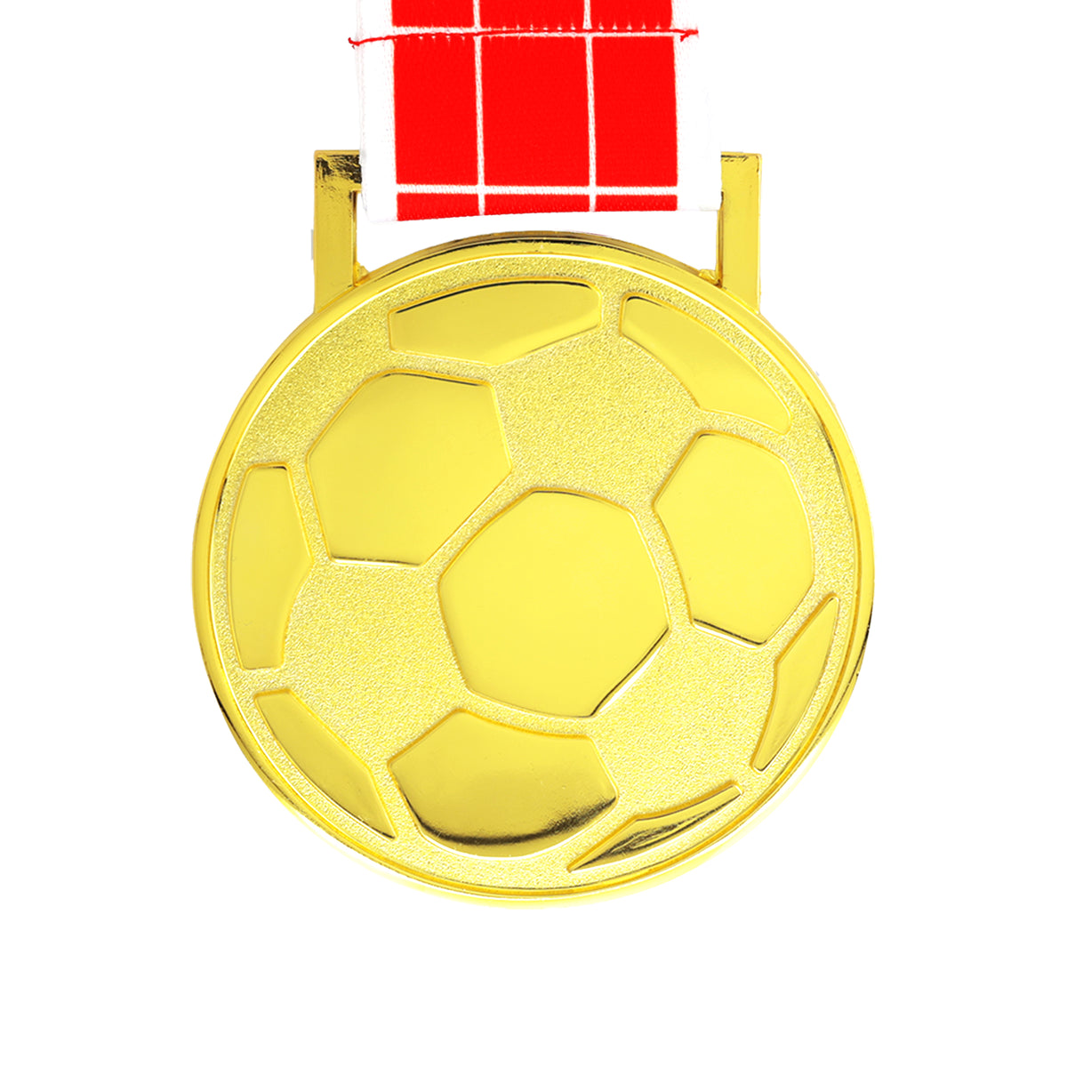 MED27 3'' Gold/Red&White Soccer Medal