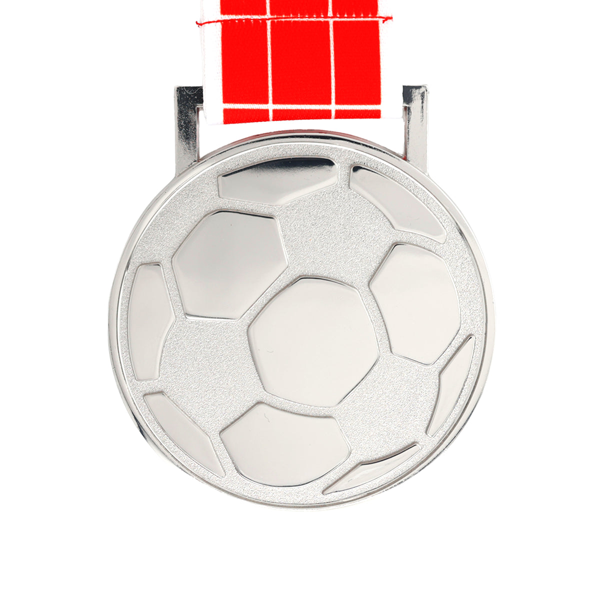 MED27 3'' Silver/Red&White Soccer Medal