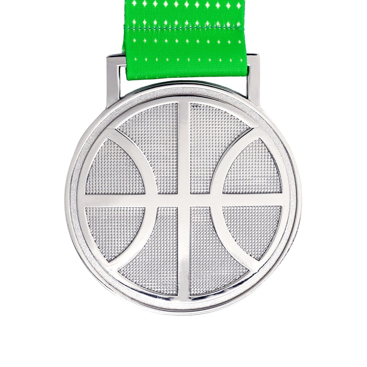 MED27 3'' Silver/Green&White Basketball Medal