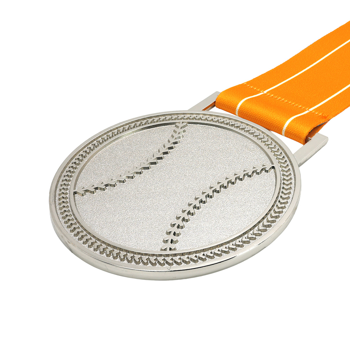 MED27 3'' Silver/Orange&White Baseball Medal