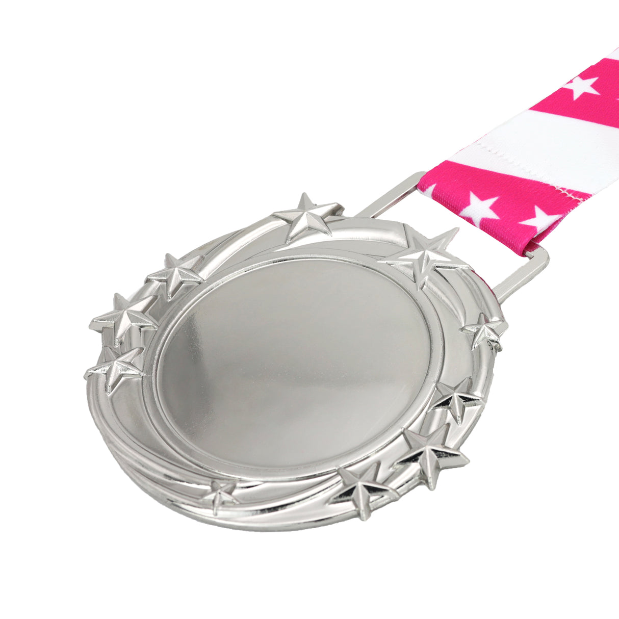 Med26 3.25" Blank Star Medal Silver&Pink
