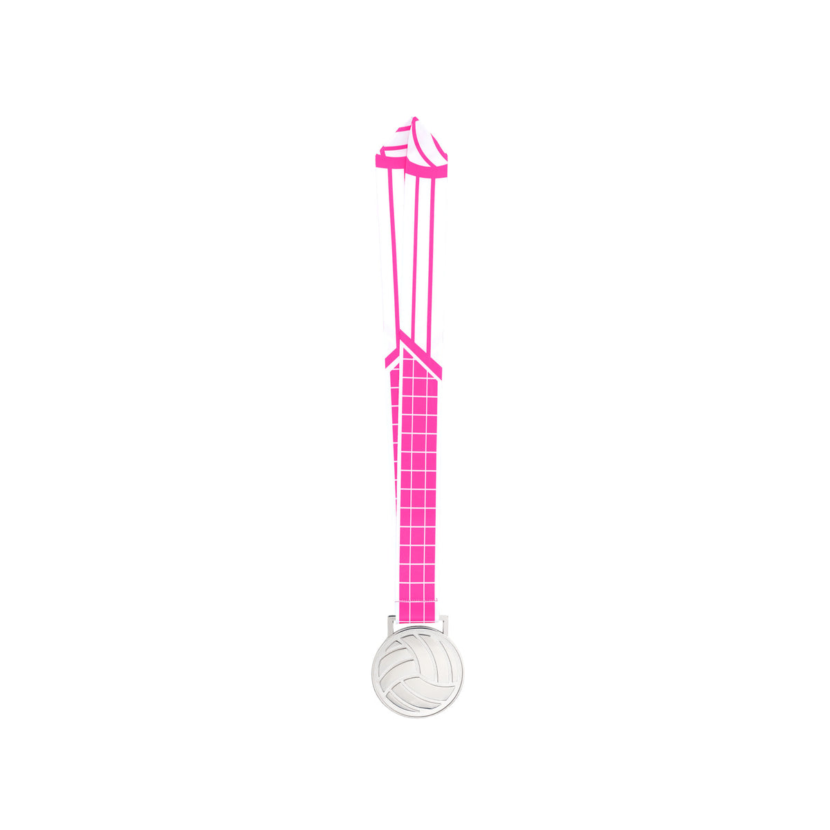 MED27 3'' Silver/Pink&White Volleyball Medal