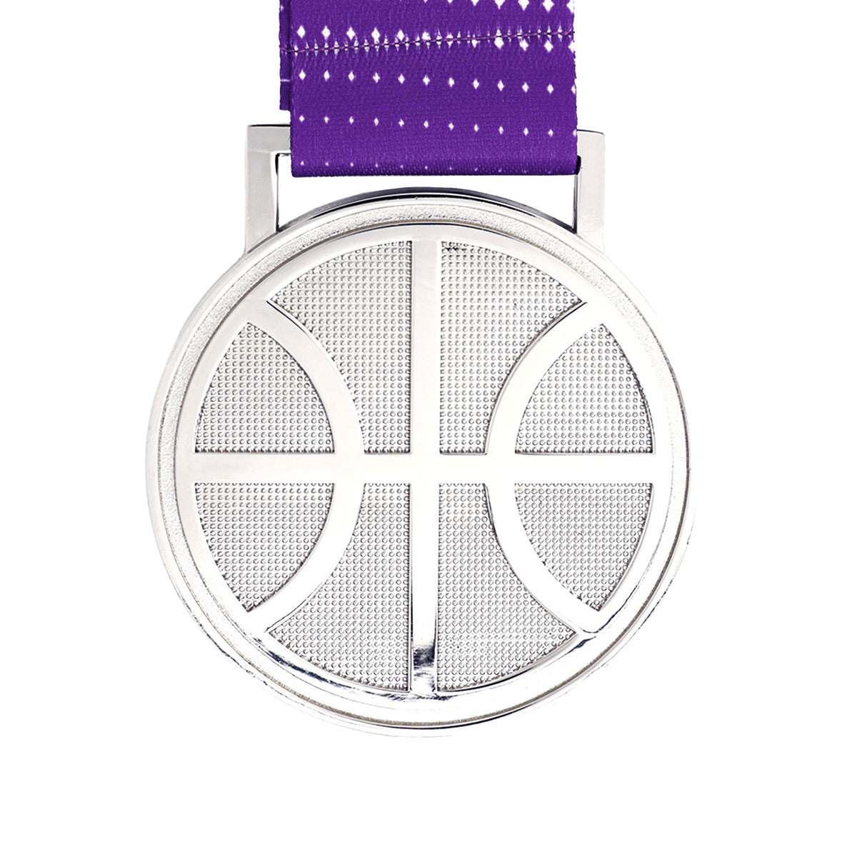 MED27 3'' Silver/Purple&White Basketball Medal